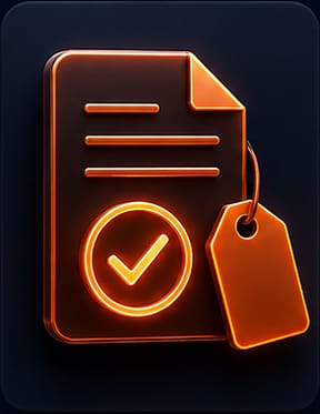 Quote document with a tick and a price tag